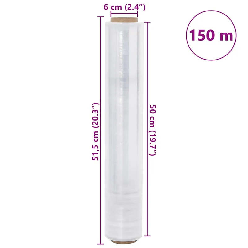 Película extensível 6 unid transparente 30 μm 50 cm x 150 m