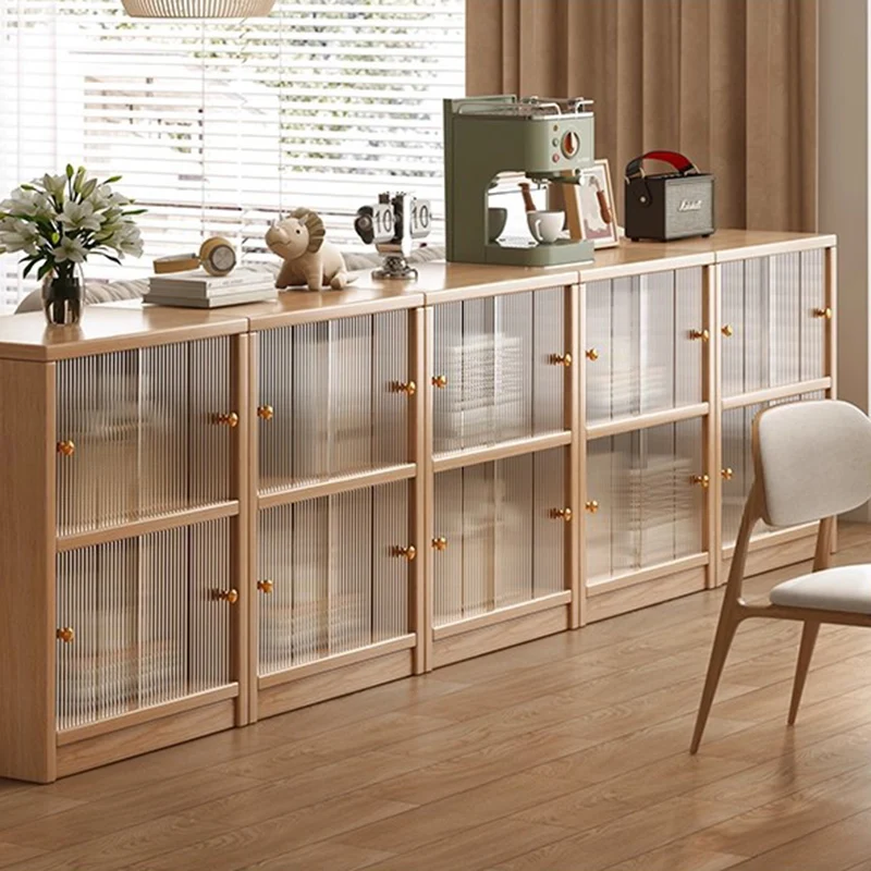 Traditional Chinese Eco-Friendly Engineered Wood Acrylic Textured Rectangular Storage Cabinet 2/3 Tier For Living Room
