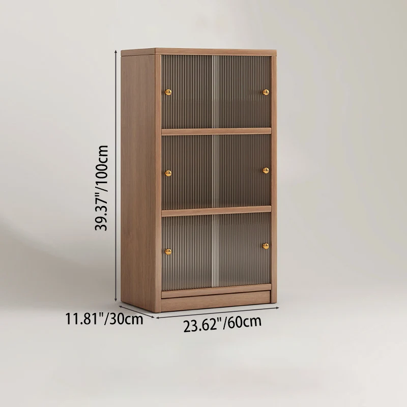 Traditional Chinese Eco-Friendly Engineered Wood Acrylic Textured Rectangular Storage Cabinet 2/3 Tier For Living Room