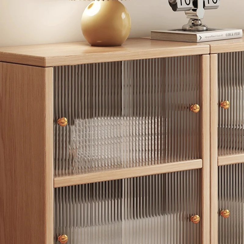 Traditional Chinese Eco-Friendly Engineered Wood Acrylic Textured Rectangular Storage Cabinet 2/3 Tier For Living Room