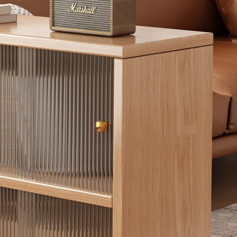 Traditional Chinese Eco-Friendly Engineered Wood Acrylic Textured Rectangular Storage Cabinet 2/3 Tier For Living Room