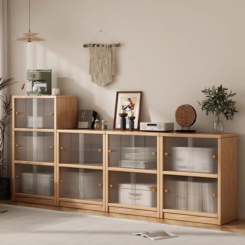 Traditional Chinese Eco-Friendly Engineered Wood Acrylic Textured Rectangular Storage Cabinet 2/3 Tier For Living Room