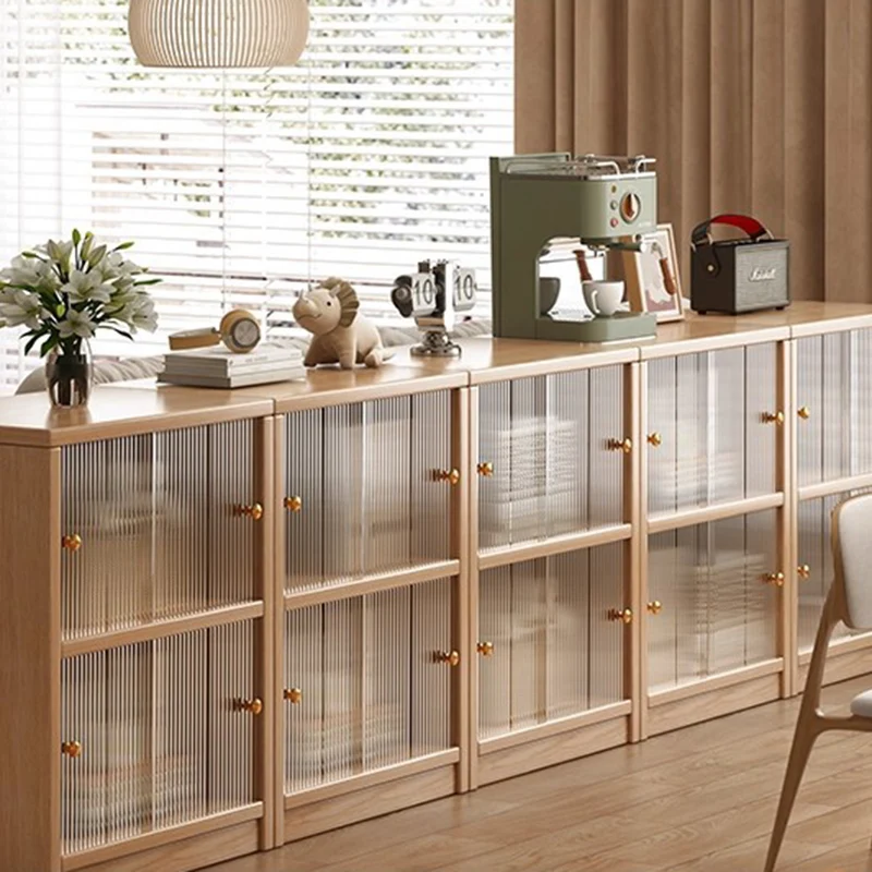 Traditional Chinese Eco-Friendly Engineered Wood Acrylic Textured Rectangular Storage Cabinet 2/3 Tier For Living Room