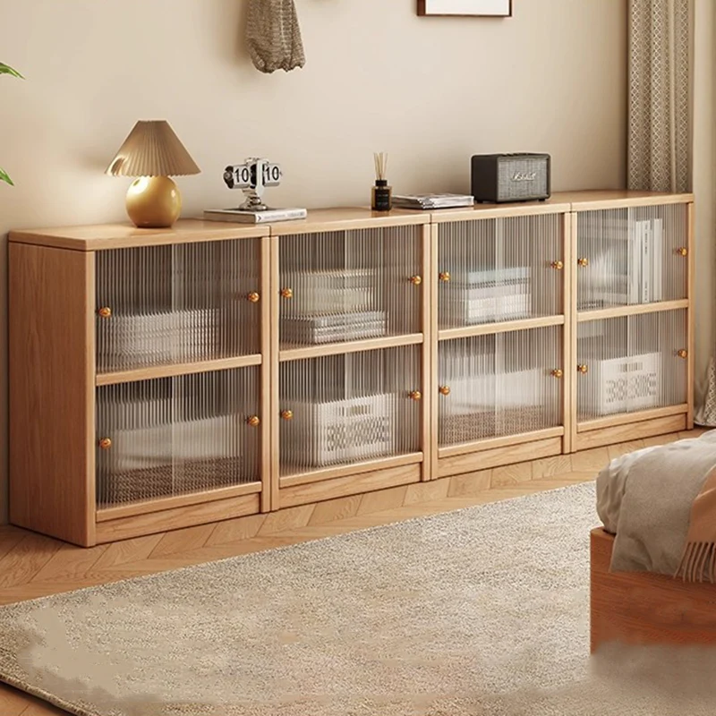 Traditional Chinese Eco-Friendly Engineered Wood Acrylic Textured Rectangular Storage Cabinet 2/3 Tier For Living Room