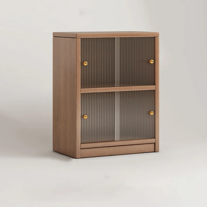 Traditional Chinese Eco-Friendly Engineered Wood Acrylic Textured Rectangular Storage Cabinet 2/3 Tier For Living Room