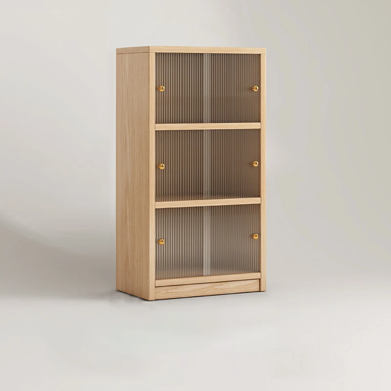 Traditional Chinese Eco-Friendly Engineered Wood Acrylic Textured Rectangular Storage Cabinet 2/3 Tier For Living Room