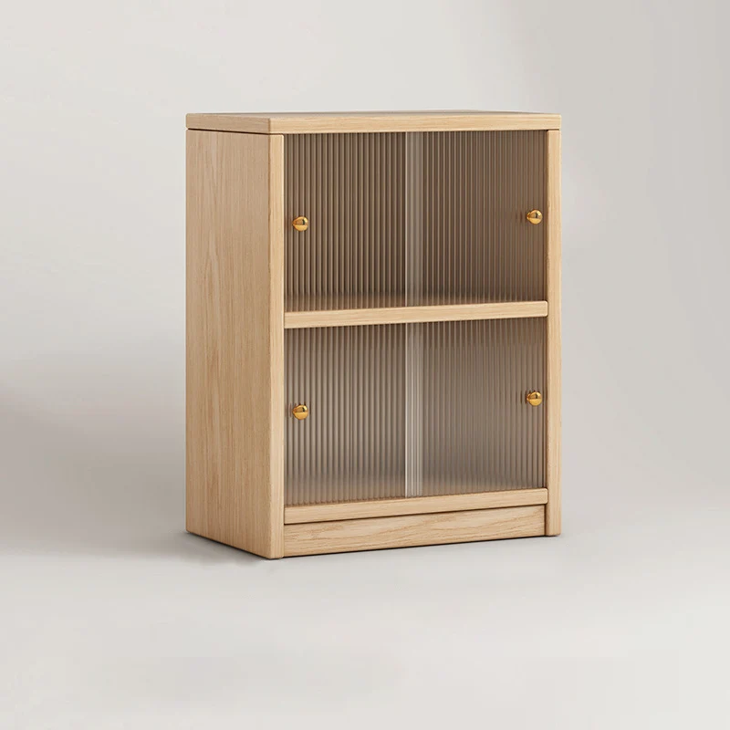 Traditional Chinese Eco-Friendly Engineered Wood Acrylic Textured Rectangular Storage Cabinet 2/3 Tier For Living Room