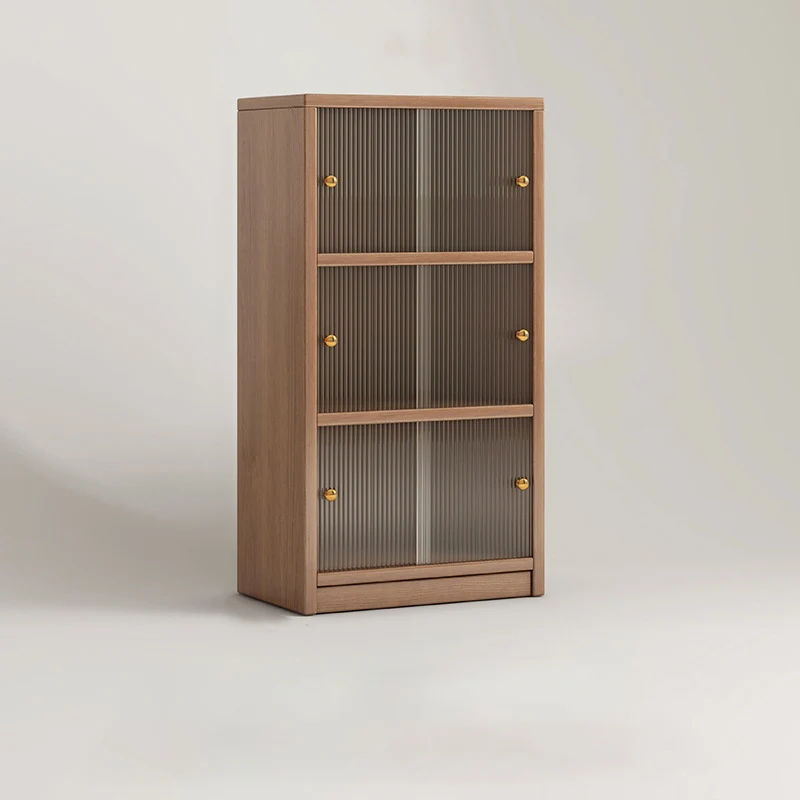 Traditional Chinese Eco-Friendly Engineered Wood Acrylic Textured Rectangular Storage Cabinet 2/3 Tier For Living Room