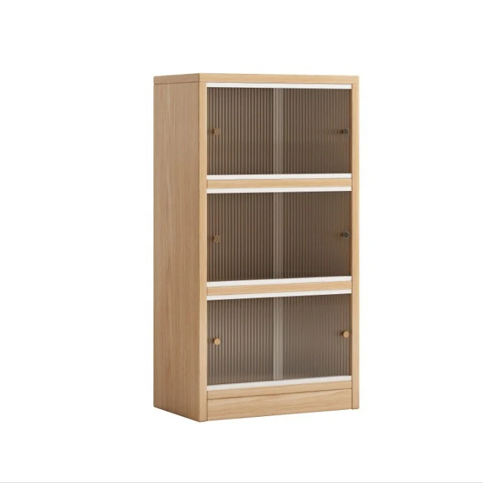 Traditional Chinese Eco-Friendly Engineered Wood Acrylic Textured Rectangular Storage Cabinet 2/3 Tier For Living Room