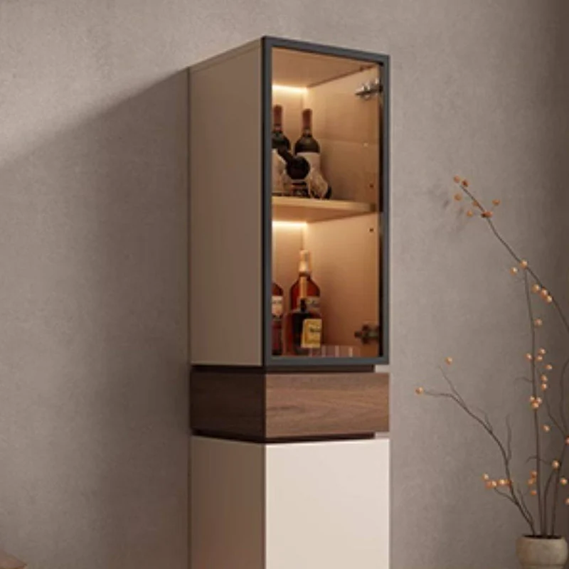 Modern Luxury Solid Wood Eco-Board & Glass Rectangular Display Rack With 2 Cabinets & 1 Drawer For Living Room