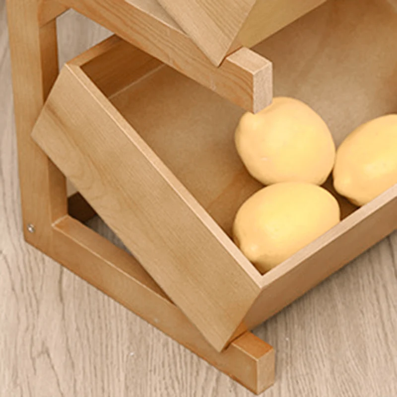 Modern Minimalist Solid Wood Rectangular Storage Shelf With 3-Tier Organizer For Living Room & Kitchen