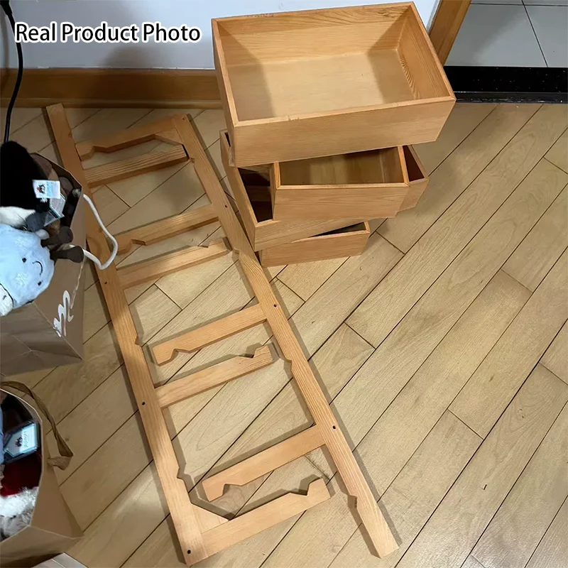 Modern Minimalist Solid Wood Rectangular Storage Shelf With 3-Tier Organizer For Living Room & Kitchen