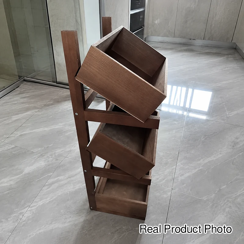 Modern Minimalist Solid Wood Rectangular Storage Shelf With 3-Tier Organizer For Living Room & Kitchen