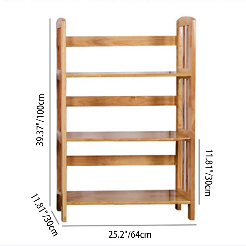 Modern Minimalist Rectangular Rubberwood Bookshelf 3/4/5 Tier For Home & Office