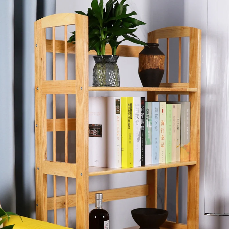 Modern Minimalist Rectangular Rubberwood Bookshelf 3/4/5 Tier For Home & Office