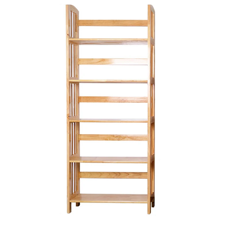 Modern Minimalist Rectangular Rubberwood Bookshelf 3/4/5 Tier For Home & Office