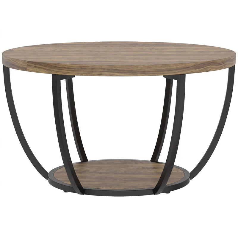 Mesa de Centro com 2 Níveis Mesa de Sala 80x80x43,8 cm Castanho e Preto