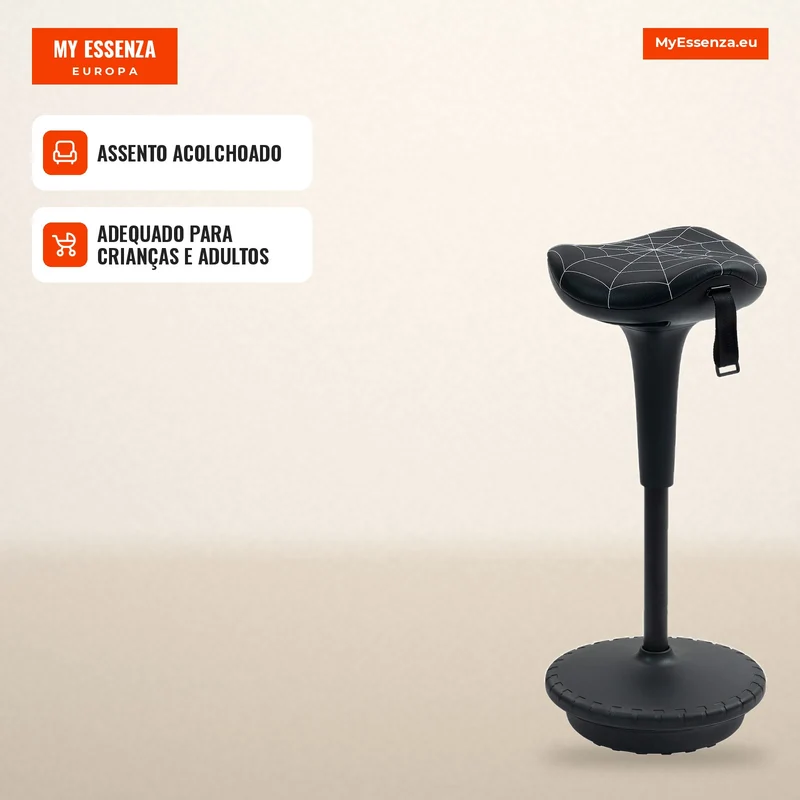 Banco de Escritório com Função Giratória Banco Ergonômica Ajustável em Altura 65,5-83,5 cm Inclinável 120° Preto
