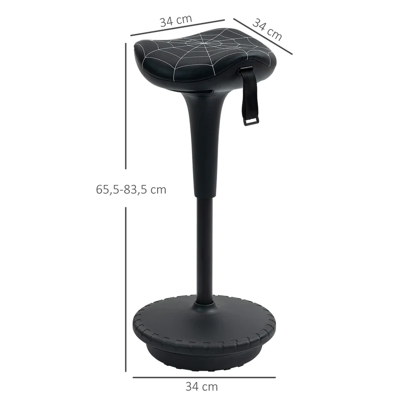 Banco de Escritório com Função Giratória Banco Ergonômica Ajustável em Altura 65,5-83,5 cm Inclinável 120° Preto