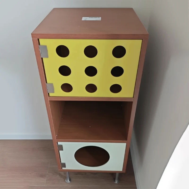 Contemporary Scandinavian Solid Wood Particle Board Stainless Steel Acrylic Rectangular Side Storage Cabinet 3-Cabinet For Living Room
