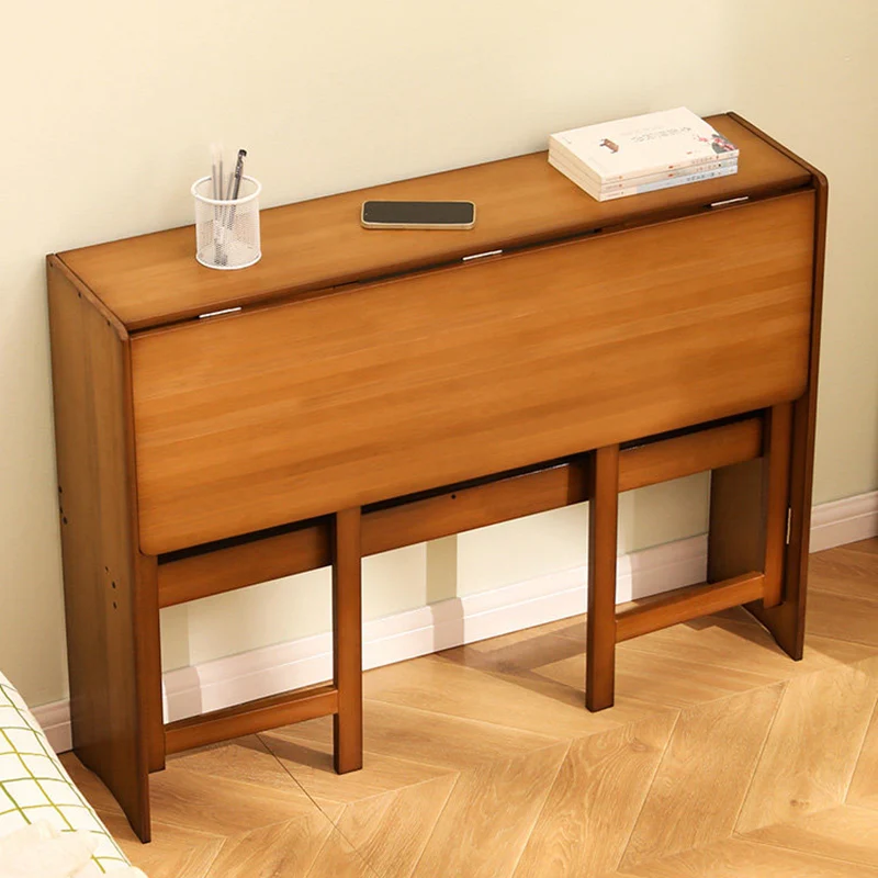 Modern Minimalist Rectangular Nan Bamboo Foldable Desk 2-Layer For Home Office