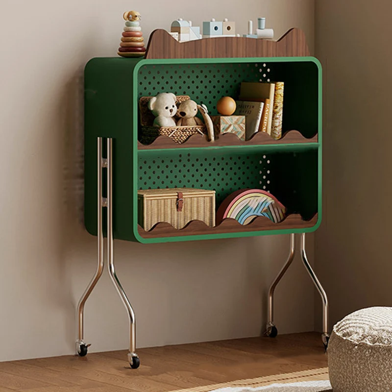 Contemporary Nordic Cartoon Cat Ear & Deer Ear Iron Multi-layer Board Kids Movable Storage Cabinet 2-Tier For Living Room