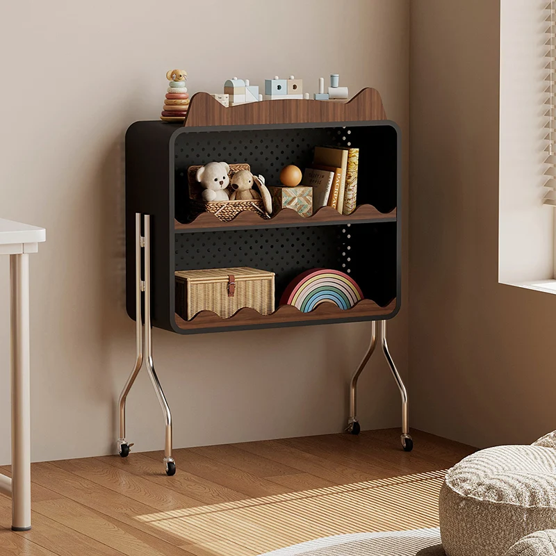 Contemporary Nordic Cartoon Cat Ear & Deer Ear Iron Multi-layer Board Kids Movable Storage Cabinet 2-Tier For Living Room