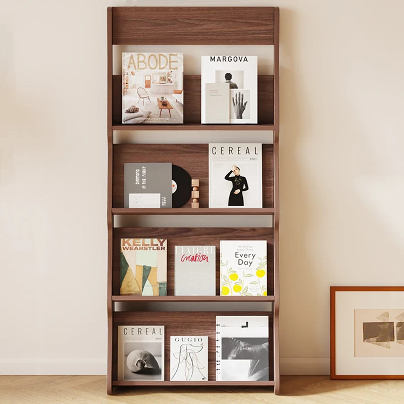 Modern Minimalist Rectangular Arc E1 Eco-Friendly Particle Board Aluminum Alloy Floor-Standing Bookshelf 4-Tier For Study