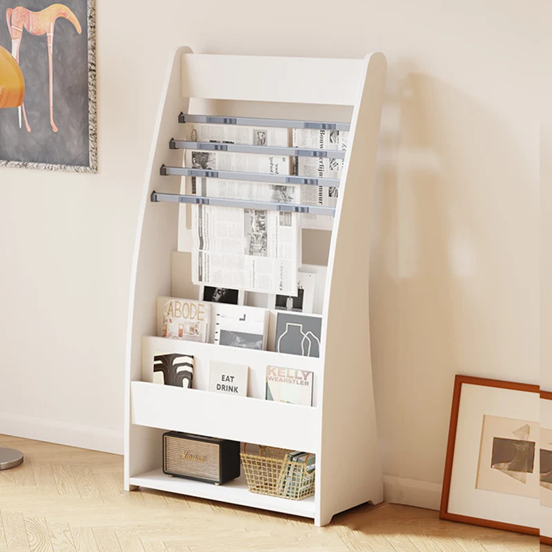 Modern Minimalist Rectangular Arc E1 Eco-Friendly Particle Board Aluminum Alloy Floor-Standing Bookshelf 4-Tier For Study