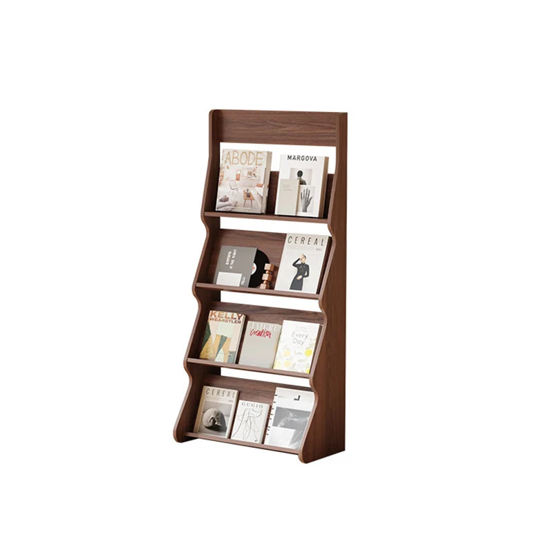Modern Minimalist Rectangular Arc E1 Eco-Friendly Particle Board Aluminum Alloy Floor-Standing Bookshelf 4-Tier For Study