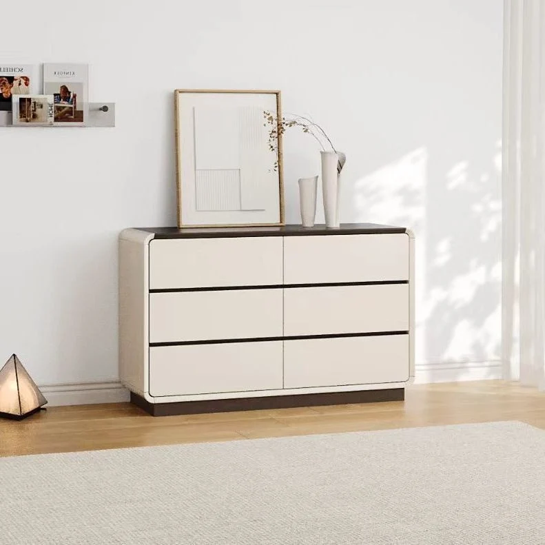 Traditional French Solid Wood Particle Board Pine Rounded Rectangular Storage Cabinet 2/5/6 Drawers For Living Room