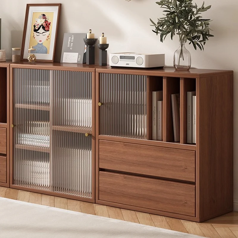 Traditional Chinese Eco Board Acrylic Square Storage Cabinet 2-Drawer For Living Room