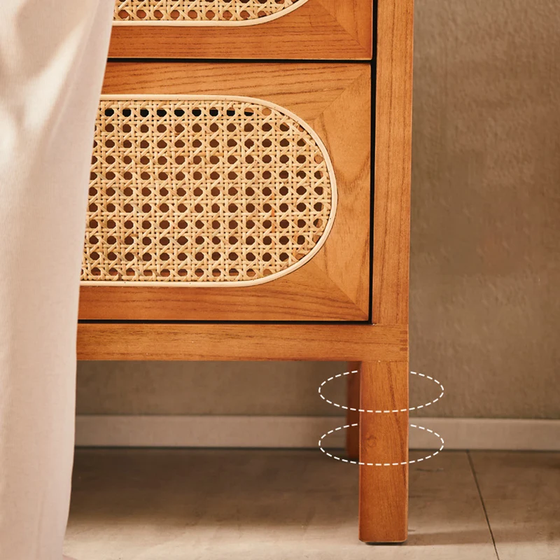 Traditional Chinese Ash Wood Solid Wood Multi-Layer Board Woven Rattan Rectangular Storage Cabinet 5/8 Drawers For Living Room