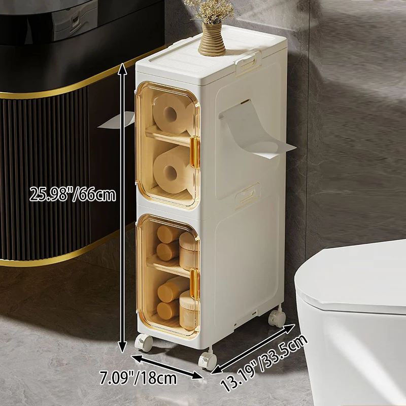 Modern Minimalist Rectangular PP PET Iron Movable Storage Cabinet 1/2/3/4/5-Tier For Living Room & Bathroom