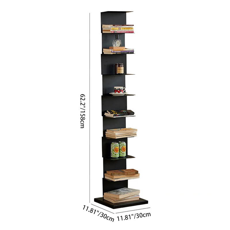 Modern Minimalist Rectangular Carbon Steel Bookshelf 5/6/8/9-Tier For Living Room