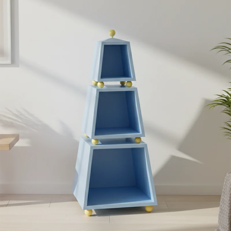Contemporary Creative Pyramid MDF Dopamine Display Storage Shelf 3-Tier For Study