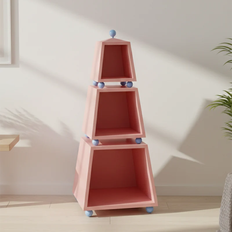 Contemporary Creative Pyramid MDF Dopamine Display Storage Shelf 3-Tier For Study