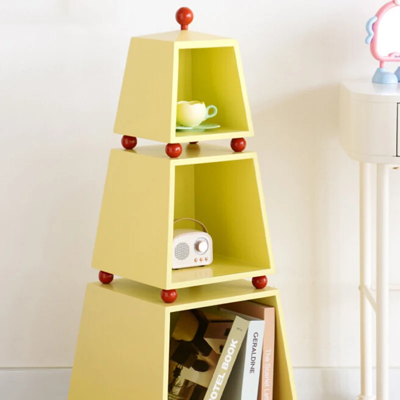 Contemporary Creative Pyramid MDF Dopamine Display Storage Shelf 3-Tier For Study