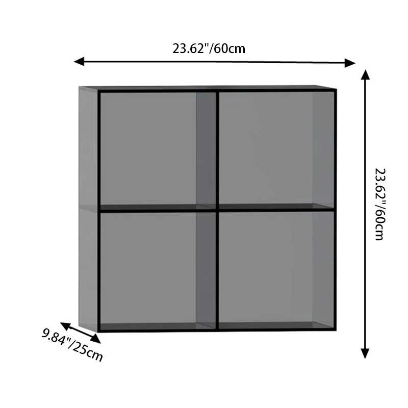 Modern Minimalist Square Rectangular Acrylic Stackable Display Rack 4-Cabinet For Living Room