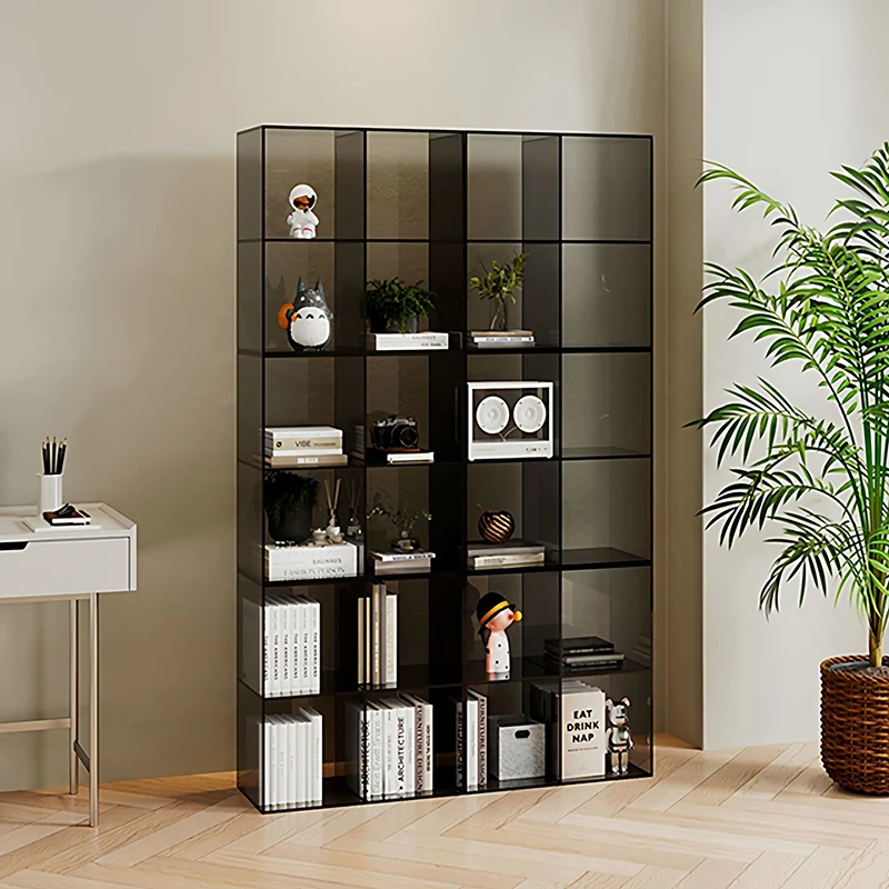 Modern Minimalist Square Rectangular Acrylic Stackable Display Rack 4-Cabinet For Living Room