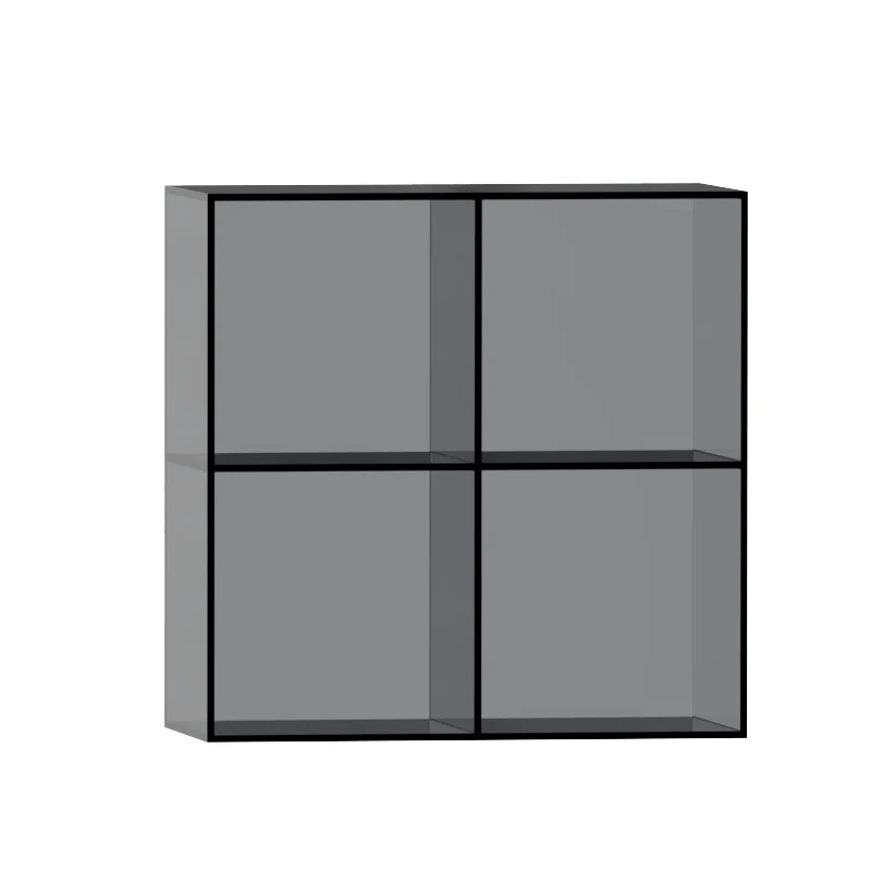 Modern Minimalist Square Rectangular Acrylic Stackable Display Rack 4-Cabinet For Living Room