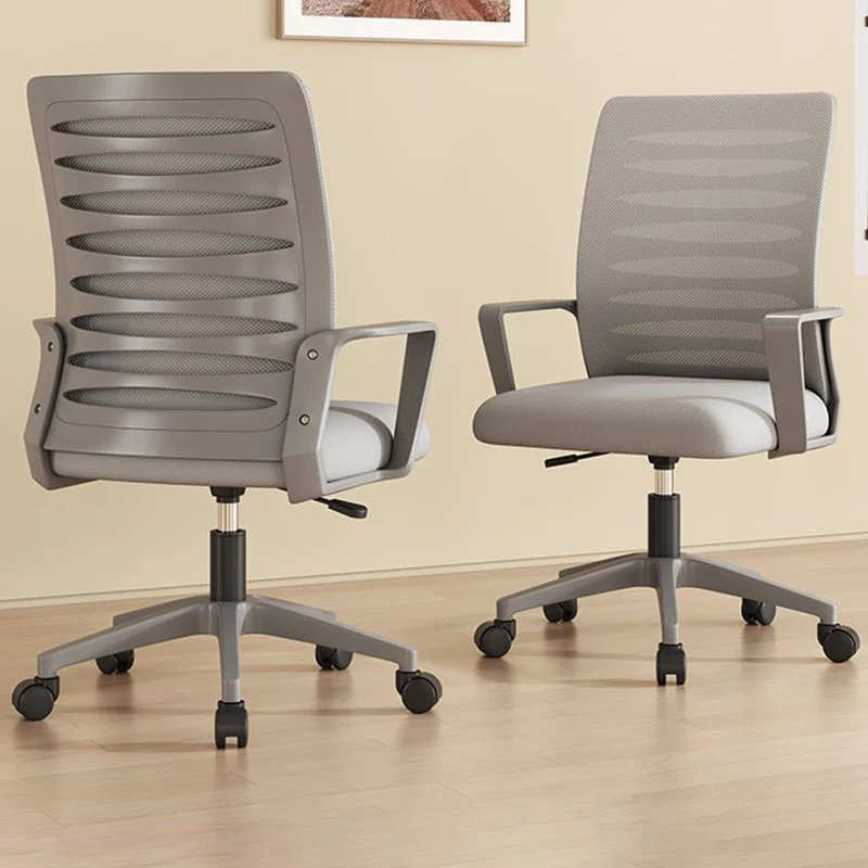 Modern Minimalist Square Mesh Fabric Nylon Swivel Height Adjustable Movable Desk Chair Backrest Armrest For Home Office