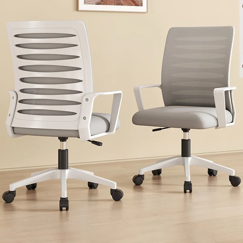 Modern Minimalist Square Mesh Fabric Nylon Swivel Height Adjustable Movable Desk Chair Backrest Armrest For Home Office