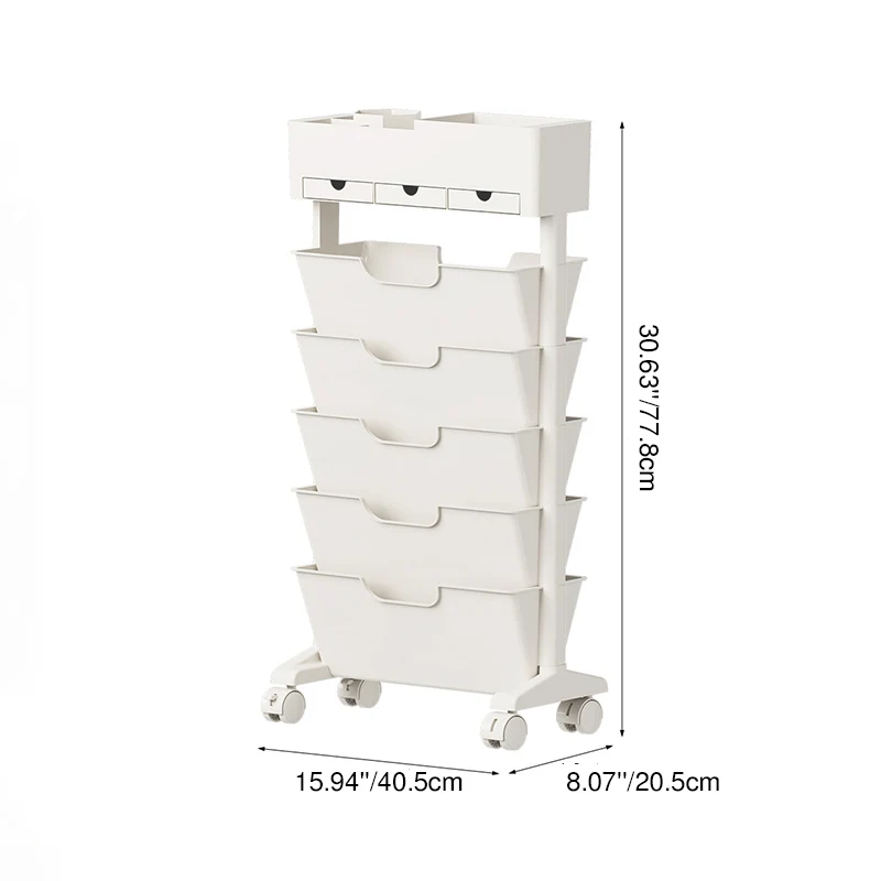 Modern Simplicity Trapezoid PP Plastic Movable Large Capacity Bookshelf 6-Storage Bin For Home Office