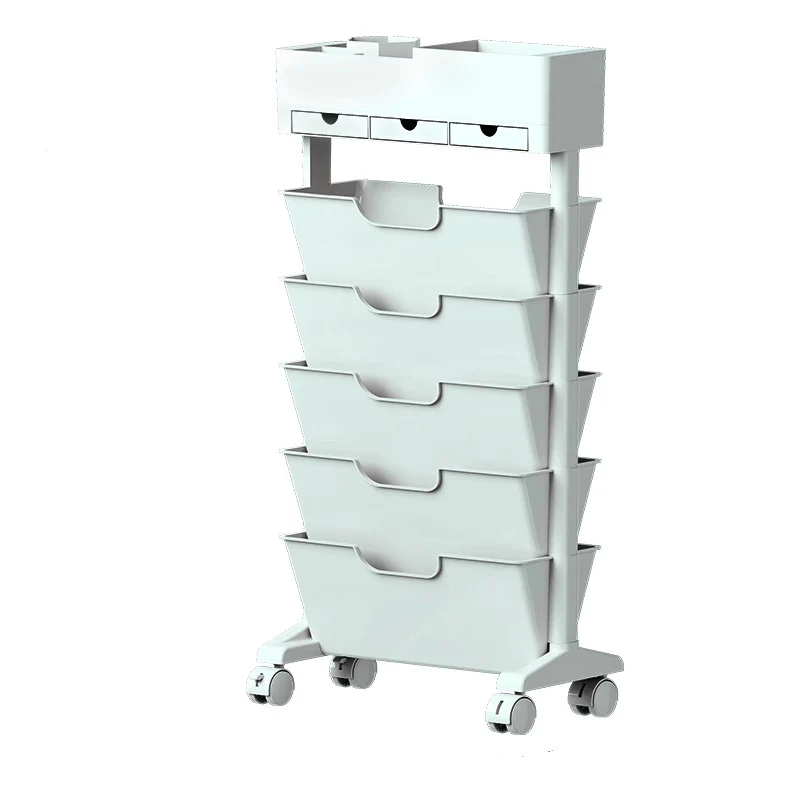 Modern Simplicity Trapezoid PP Plastic Movable Large Capacity Bookshelf 6-Storage Bin For Home Office