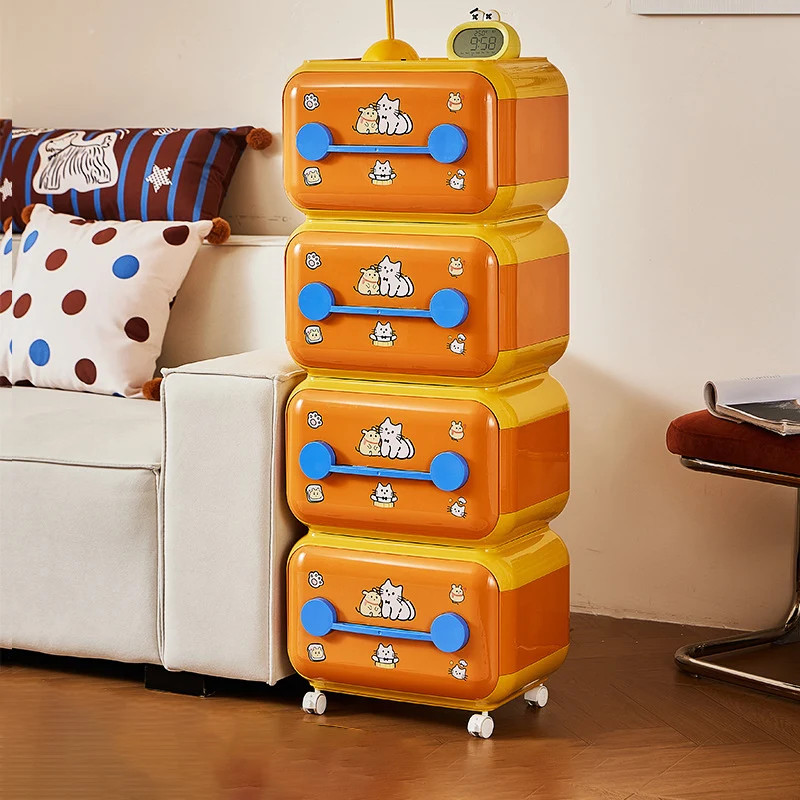 Contemporary Creative Oval PP Plastic Movable Detachable Storage Cabinet 2/3/4-Tier Organizer For Living Room