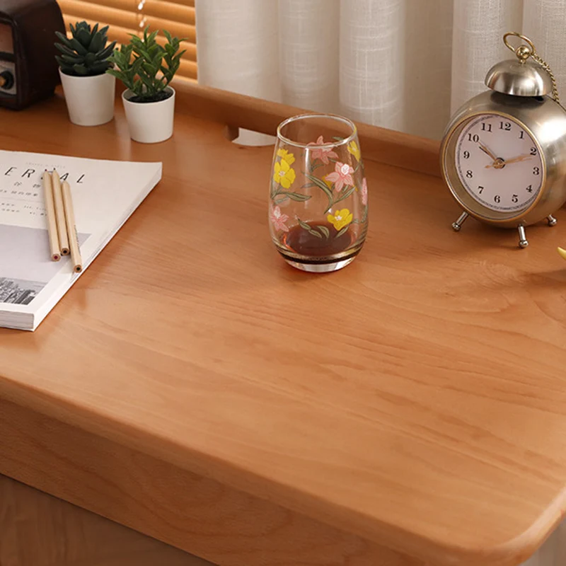 Modern Minimalist Rectangular Beech Solid Wood Plywood Rubberwood Desk 1/2-Drawer For Home Office