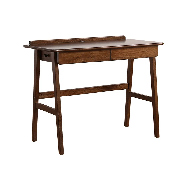 Modern Minimalist Rectangular Beech Solid Wood Plywood Rubberwood Desk 1/2-Drawer For Home Office