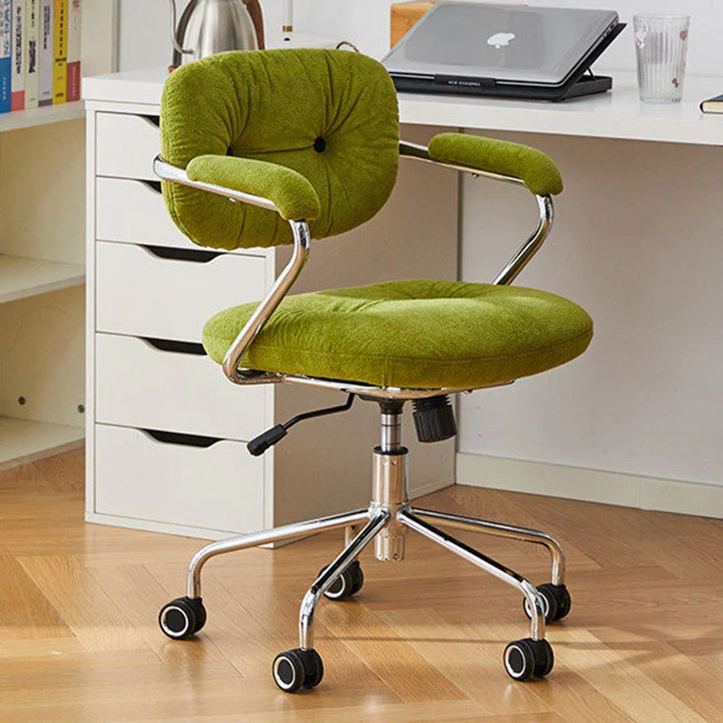 Contemporary Scandinavian Oval Solid Wood Plywood Steel Velvet-Upholstered Liftable Rotatable Desk Chair Backrest Armrest For Home Office