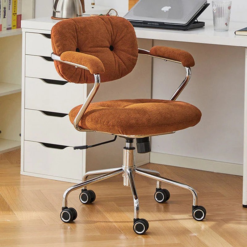 Contemporary Scandinavian Oval Solid Wood Plywood Steel Velvet-Upholstered Liftable Rotatable Desk Chair Backrest Armrest For Home Office
